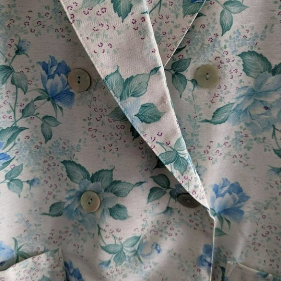 VINTAGE Linen blend floral summer short sleeve blazer flax blend - Picture 3 of 7